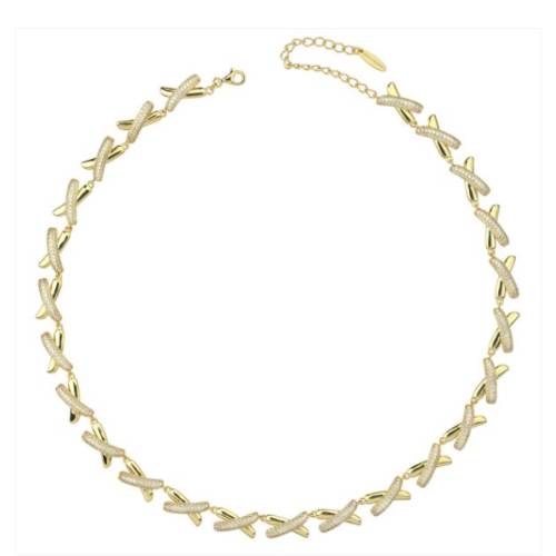 Bottega Boccadamo Collana BGR163D Collana placcata oro giallo ad intreccio da liscia e in pavè di zirconi