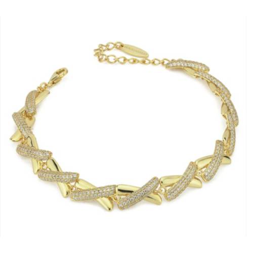 Bracciale Bottega Boccadamo BBR151D placcato oro giallo intreccio in parte liscia e in pavè di zirconi