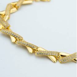 Bracciale Bottega Boccadamo BBR151D placcato oro giallo intreccio in parte liscia e in pavè di zirconi