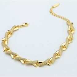 Bracciale Bottega Boccadamo BBR151D placcato oro giallo intreccio in parte liscia e in pavè di zirconi