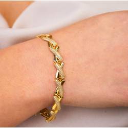 Bracciale Bottega Boccadamo BBR151D placcato oro giallo intreccio in parte liscia e in pavè di zirconi