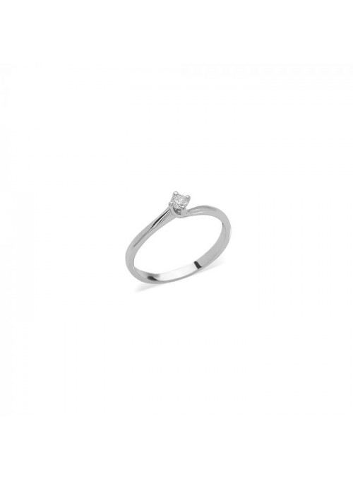 anello Solitario oro bianco Diamante 0.10
