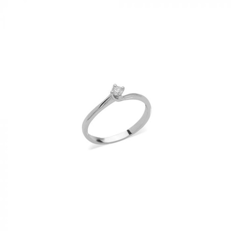 anello Solitario oro bianco Diamante 0.10