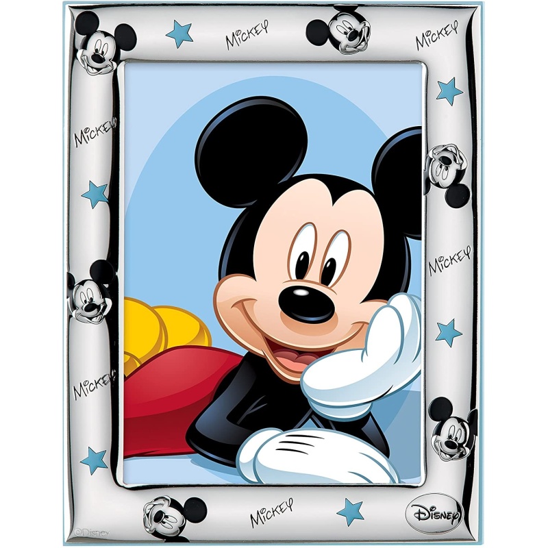 Velenti Disney Baby - Mickey Mouse - Cornice Porta Foto da Tavolo in Argento per Neonato e Bambino