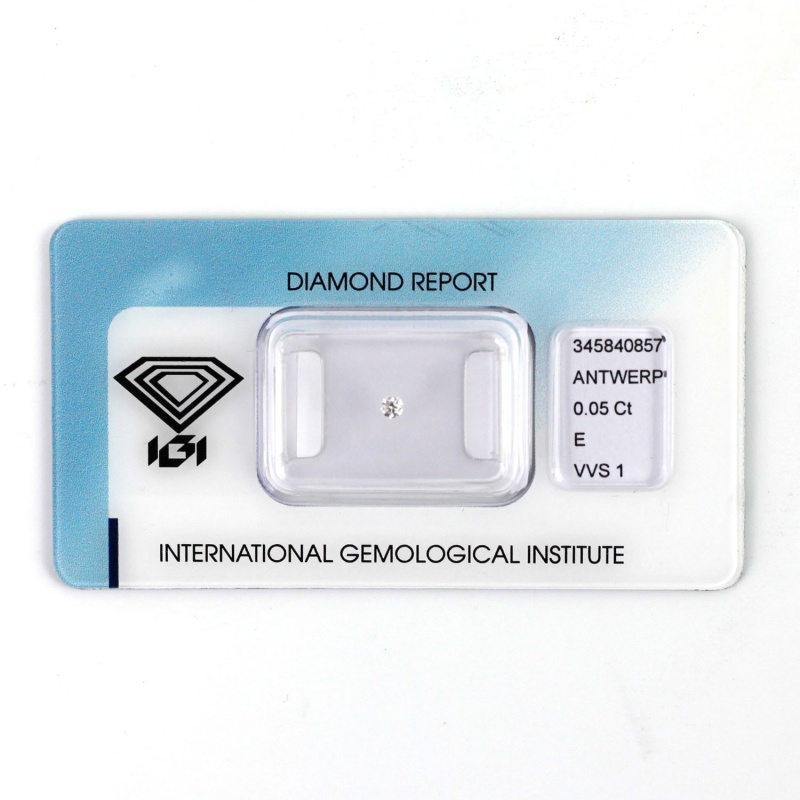 IGI - Diamante naturale con certificazioni internazionale Ct. 0.05 colore E VVS 1  COD: 345840857