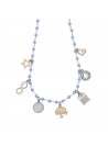 Boccadamo - Collana rosario con cristalli azzurri e charms tema famiglia cod:XGR526