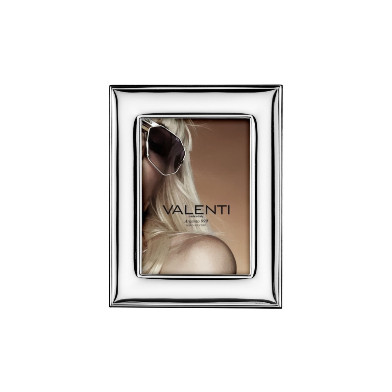 Valenti - cornice lucida portafoto laminata in argento retro legno misura 9x13cm COD: 52072 3L