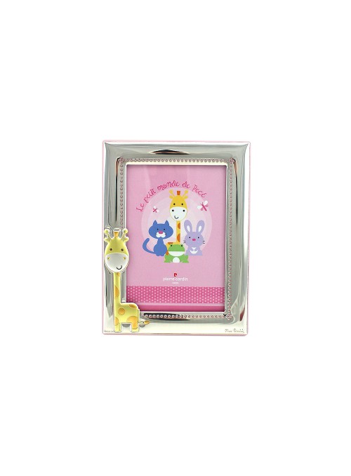 Portafoto per bambina cornice laminata in argento con giraffa con decorazioni in colore COD: PM0104/2R