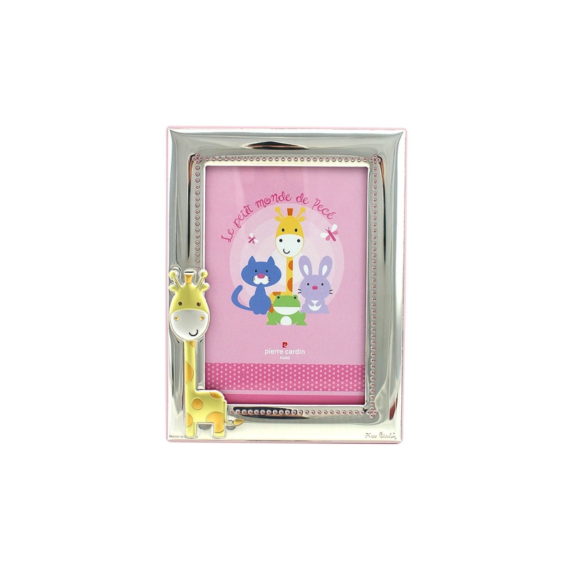 Portafoto per bambina cornice laminata in argento con giraffa con decorazioni in colore COD: PM0104/2R