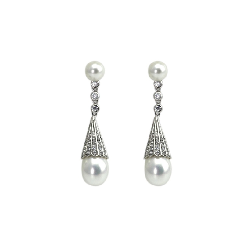 Orecchini in argento 925 con perle e zircone Doma