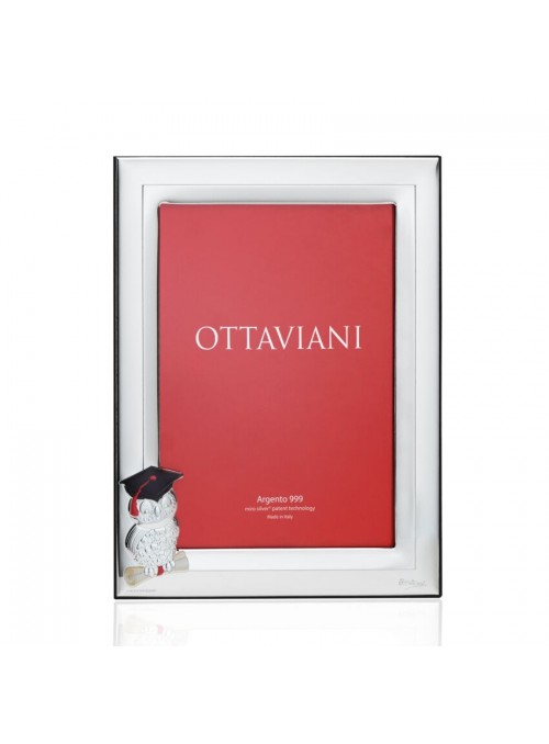 Cornice portafoto Ottaviani - Materiale Miro silver 999 modello Congratulazioni (Gufo - Laurea) 5010A