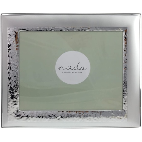 MIDA - Cornice porta foto in argento bilaminato - Martellata e Satinata misura 30x24 cm COD: M52003 7L