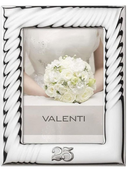 Valenti - Cornice con Onde Lucidi - 25esimo Anniversario di Matrimonio in Argento Laminato cod : M52041