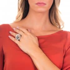 Anello margherita Boccadamo in argento brunito e piccola ape in argento placcato oro rosa BAN007RS
