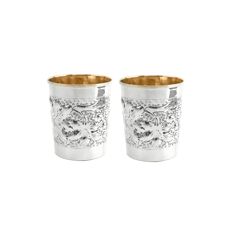 Coppia bicchiere Vino Lovi in argento 800 gr 160 interno oro